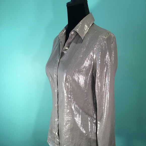 J. Crew Metallic Silver Blouse - Picture 2 of 3